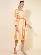 Janasya Women's Off White Cotton Tie Dye Casual Dress - Distacart