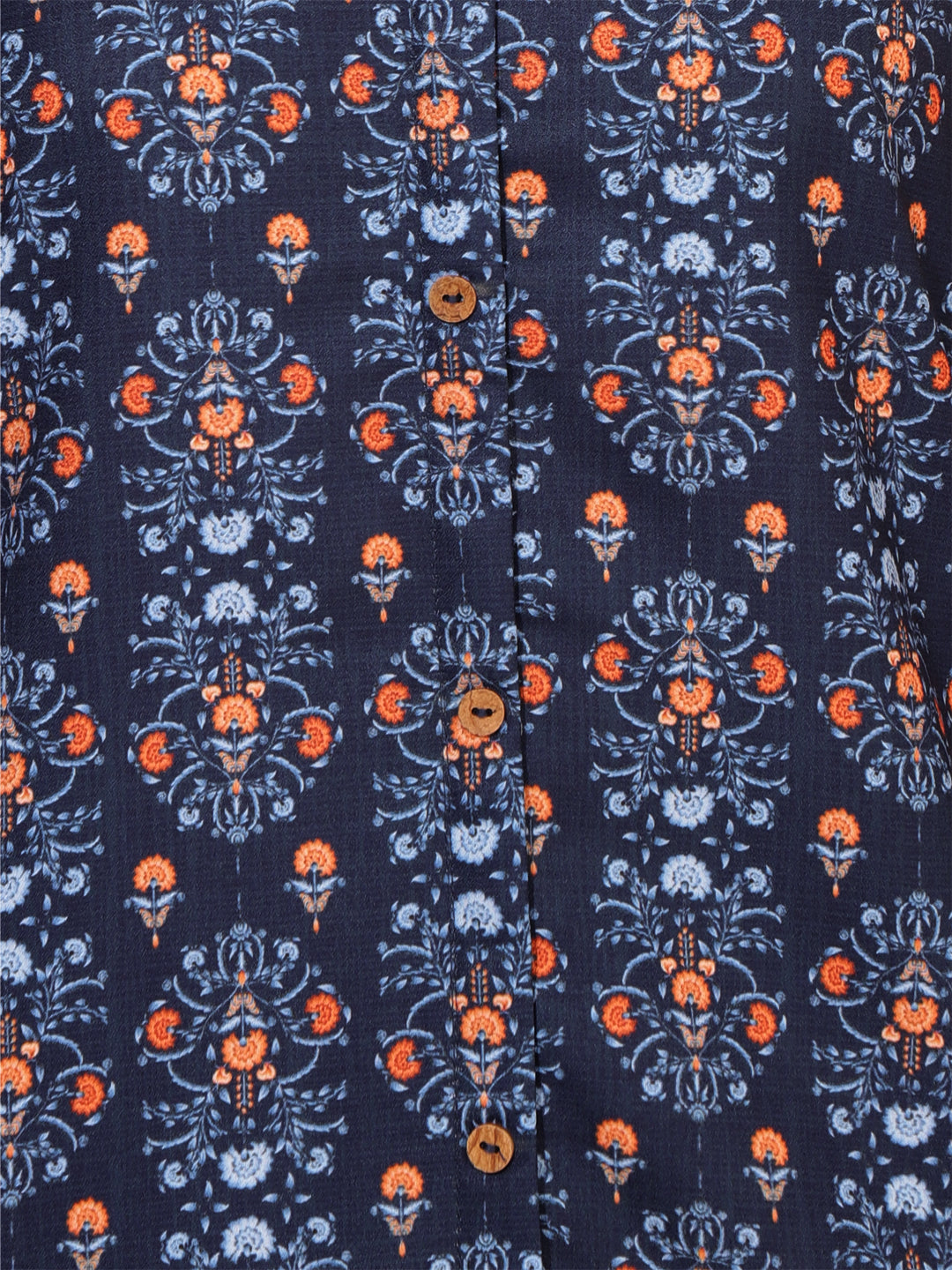 Janasya Dark Blue Moss Digital Printed Casual Kurta