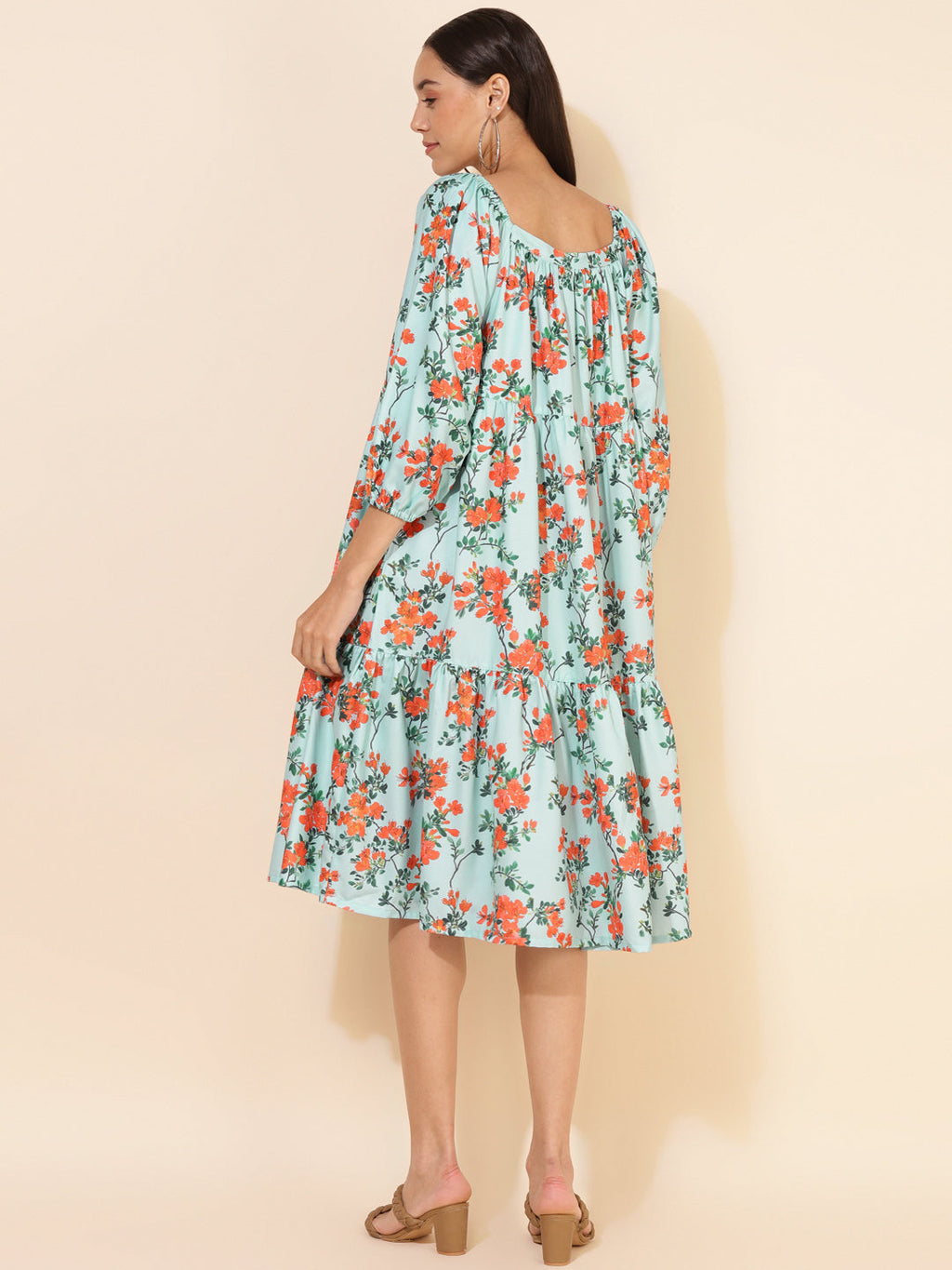 Janasya Women's Sea Green Moss Digital Floral Printed Casual Dress - Distacart