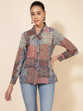 Janasya Women's Multicolor Georgette Ethnic Motifs Casual Top