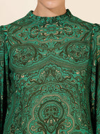Janasya Women's Green Georgette Digital Printed Casual Top
