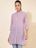 Janasya Women's Light Pink Georgette Floral Printed Casual Tunic