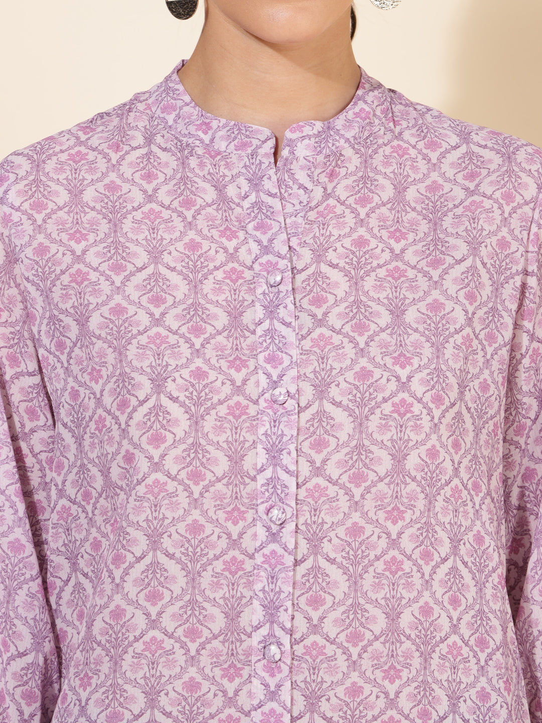 Janasya Women's Light Pink Georgette Floral Printed Casual Tunic