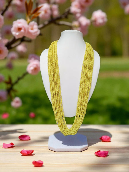 Inhanns Rangsaaz 20-Layer Luxe Long Beaded Only Necklace - Lemon Yellow Only Necklace