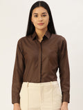 Jainish Women's Coffee Solid Shirt Style Top