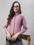 Jainish Women's Magenta Pink Solid Shirt Style Top