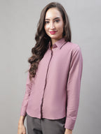 Jainish Women's Magenta Pink Solid Shirt Style Top