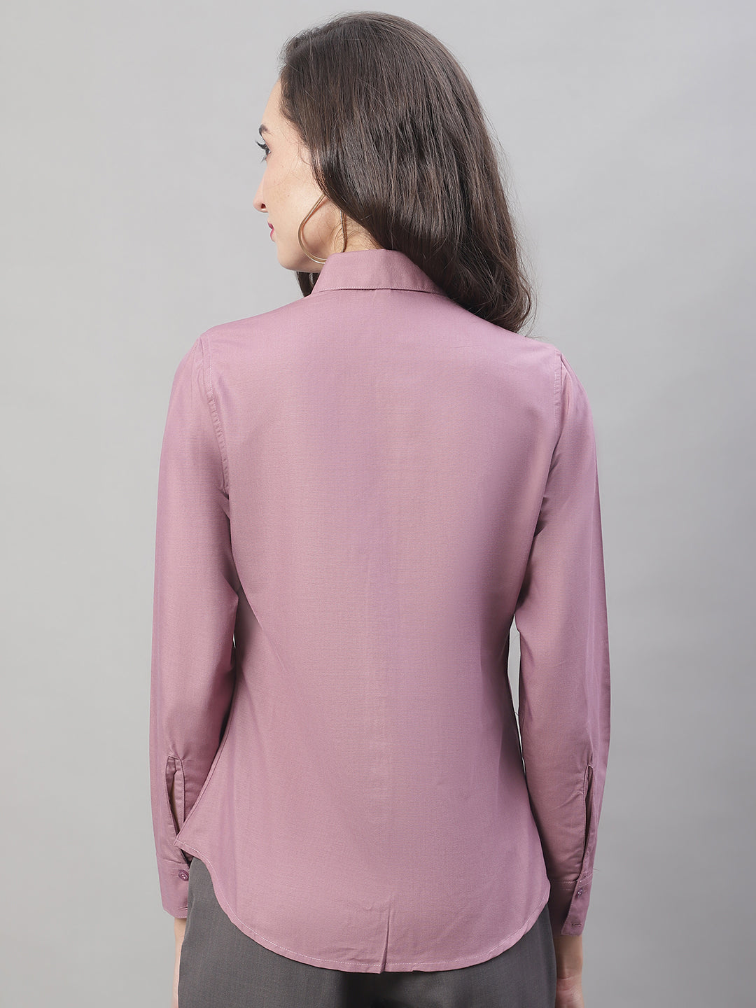 Jainish Women's Magenta Pink Solid Shirt Style Top