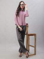 Jainish Women's Magenta Pink Solid Shirt Style Top