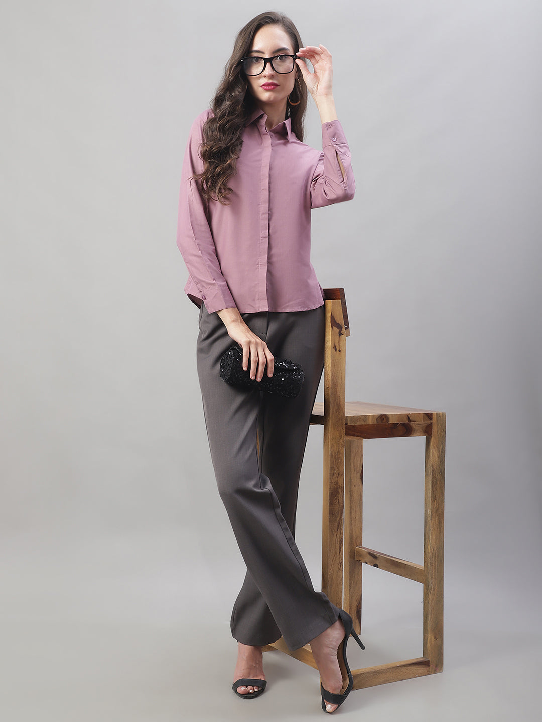 Jainish Women's Magenta Pink Solid Shirt Style Top