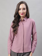 Jainish Women's Magenta Pink Solid Shirt Style Top