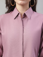 Jainish Women's Magenta Pink Solid Shirt Style Top