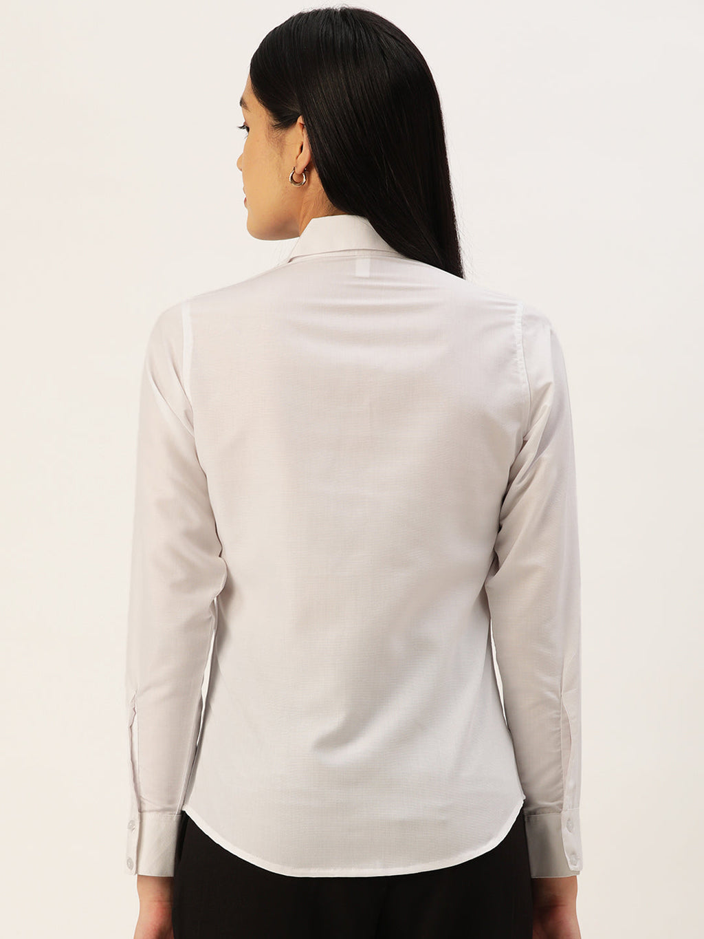 Jainish Women's White Solid Shirt Style Top