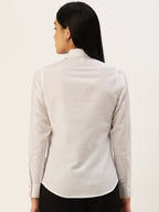 Jainish Women's White Solid Shirt Style Top