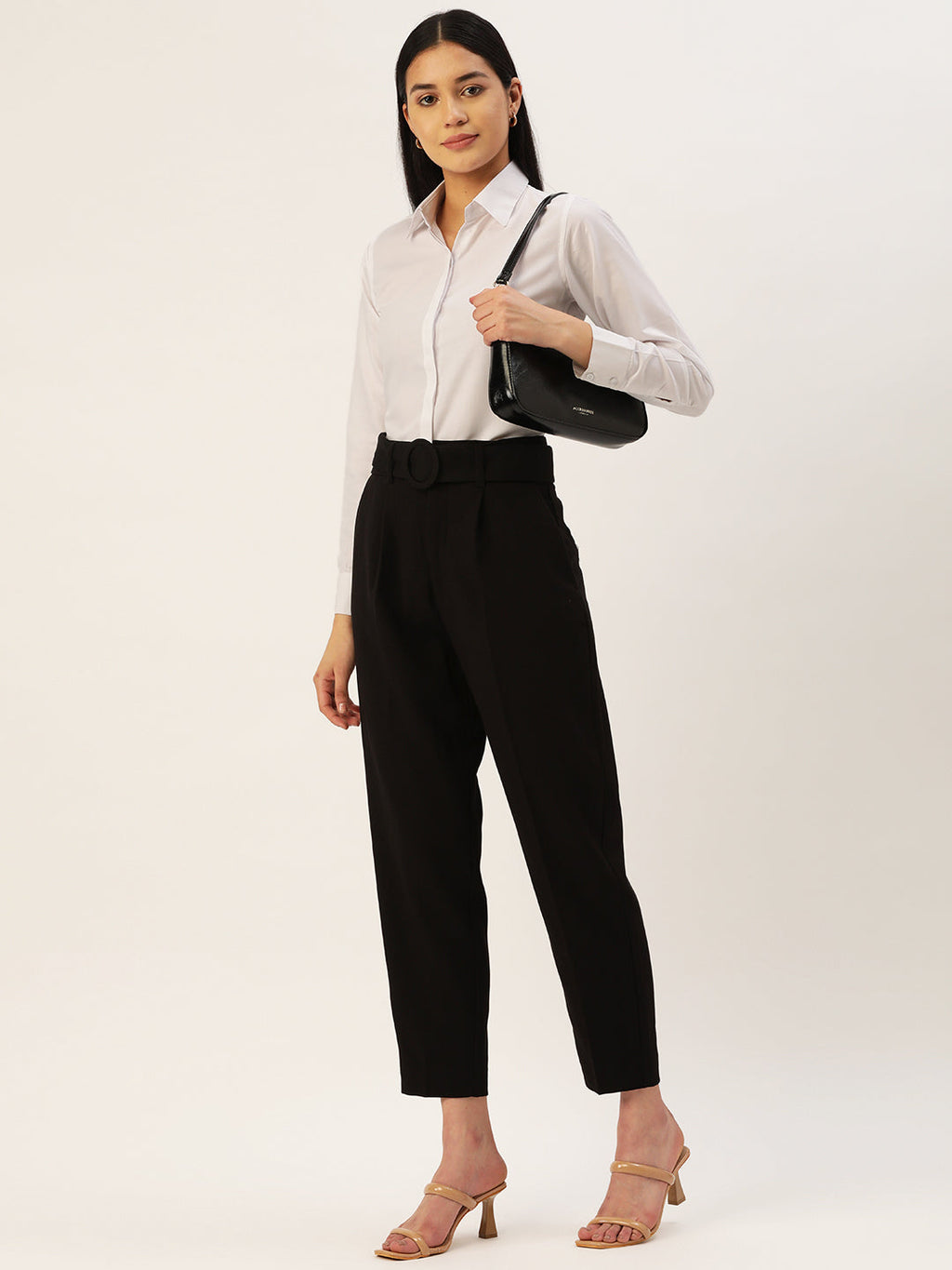 Jainish Women's White Solid Shirt Style Top