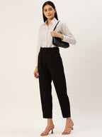 Jainish Women's White Solid Shirt Style Top