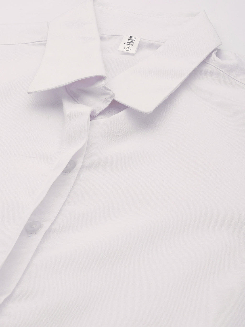 Jainish Women's White Solid Shirt Style Top