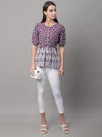 Jainish Women's Chikankari Sequen Work Empire Top - Purple