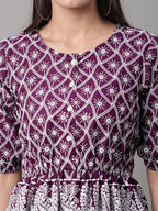 Jainish Women's Chikankari Sequen Work Empire Top - Purple