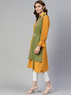 Jainish Women's Embroiderd Shirt Style Top - Yellow