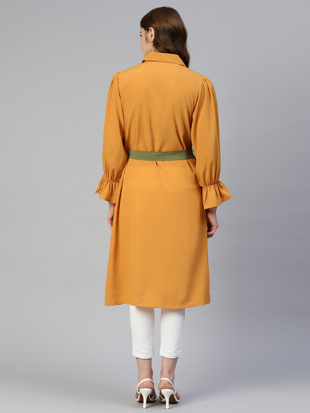Jainish Women's Embroiderd Shirt Style Top - Yellow