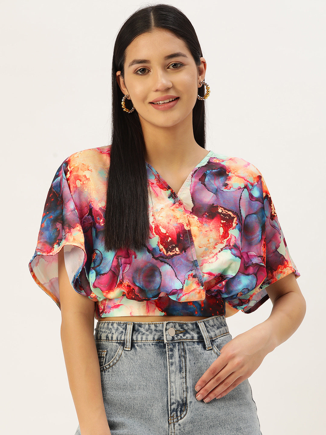 Jainish Women's Tendy Printed Wrapped Top - Pink