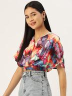 Jainish Women's Tendy Printed Wrapped Top - Pink