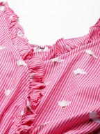 Jainish Women's Printed crop top with frills - Pink