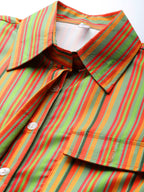 Jainish Women's Striped Double Pocket Shirt Style Top - Lime