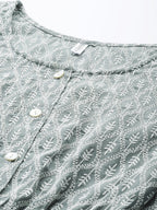 Jainish Women's Chikankari Work Empire Top - Grey