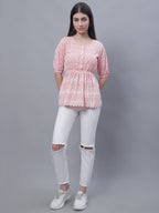 Jainish Women's WoChikankari Work Empire Top - Orange