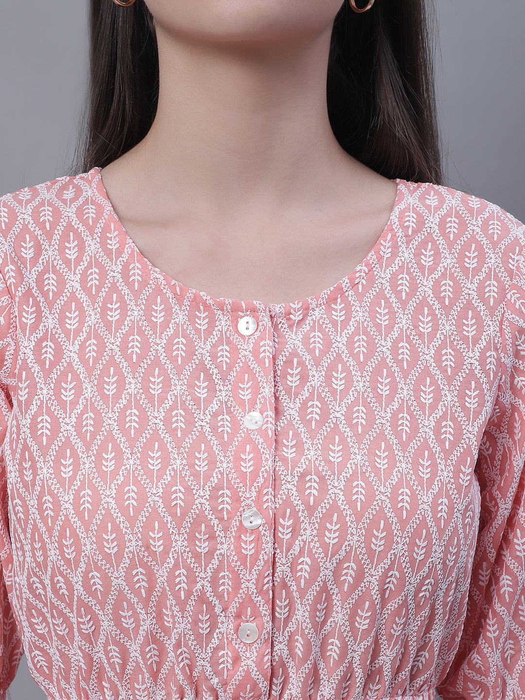 Jainish Women's WoChikankari Work Empire Top - Orange