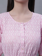 Jainish Women's WoChikankari Work Empire Top - Pink