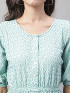 Jainish Women's WoChikankari Work Empire Top - Sky Blue