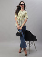 Jainish Women's WoChikankari Work Empire Top - Lemon