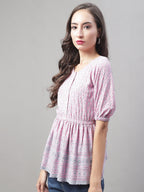 Jainish Women's WoChikankari Work Empire Top - Magenta