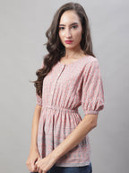 Jainish Women's WoChikankari Work Empire Top - Peach