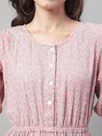 Jainish Women's WoChikankari Work Empire Top - Peach