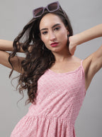 Jainish Women's WoChikankari Sequen Work Empire Top - Pink