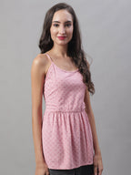 Jainish Women's WoChikankari Sequen Work Empire Top - Pink