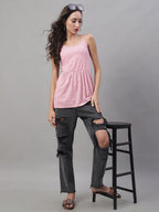 Jainish Women's WoChikankari Sequen Work Empire Top - Pink
