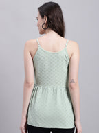 Jainish Women's WoPista Green Chikankari Sequen Work Empire Top