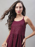 Jainish Women's WoChikankari Sequen Work Empire Top - Purple