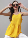 Jainish Women's WoChikankari Sequen Work Empire Top - Yellow