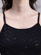 Jainish Women's WoBlack Chikankari Sequen Work Empire Top