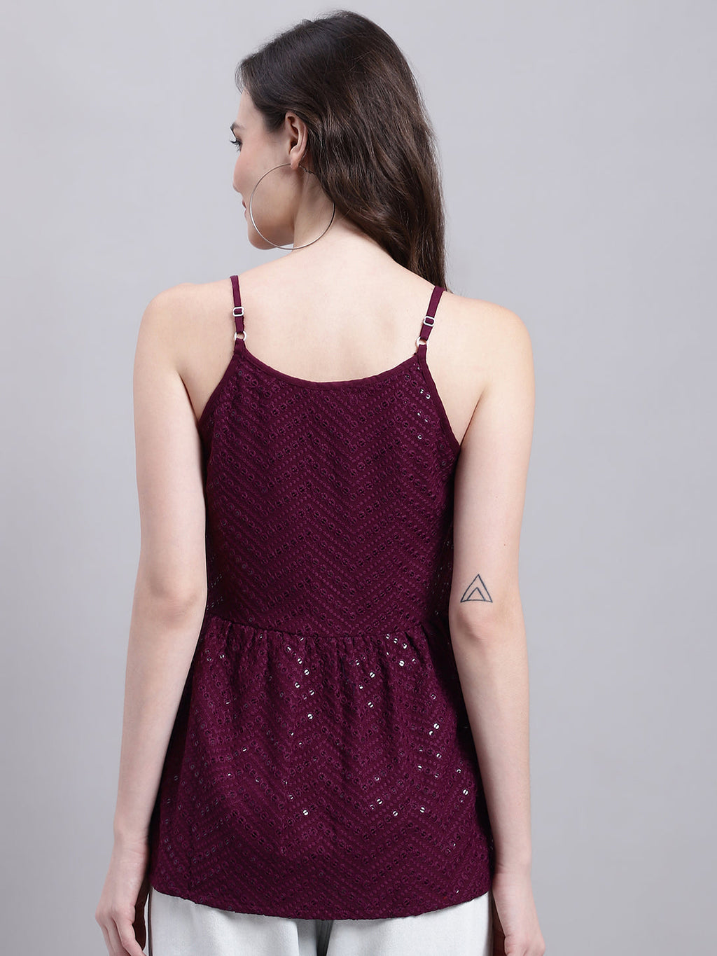 Jainish Women's WoPurple Chikankari Sequen Work Empire Top