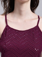 Jainish Women's WoPurple Chikankari Sequen Work Empire Top