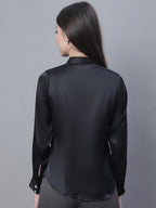 Jainish Women's Black Solid Shirt Style Top