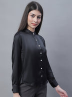 Jainish Women's Black Solid Shirt Style Top