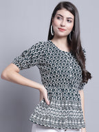 Jainish Women's WoChikankari & Sequins Work Empire Top - Olive - Distacart